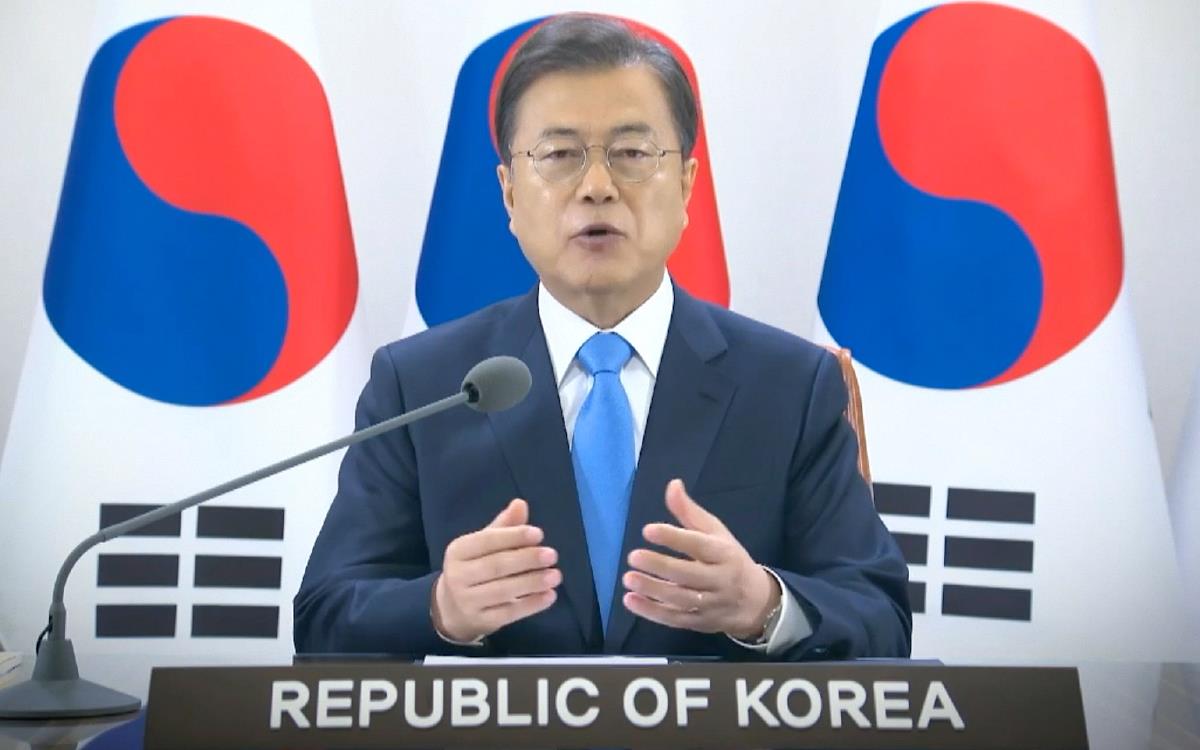 Moon Jae-in, President of South Korea, during the Seventy-third World Health Assembly opening remarks 